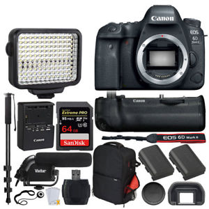 Canon EOS 6D Mark II DSLR Camera (Body) + BG-E21 Battery Grip + Battery + 64GB