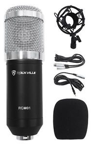 Rockville RCM01 Pro Studio Recording Condenser Microphone Mic+Metal Shock Mount