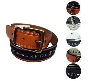 Tommy Hilfiger Men's Premium Ribbon Inlay Anchor Logo Leather Belt 11TL02X032