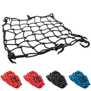 15x15" Motorcycle Cargo Net 6 Hook Bungee Stretch Luggage Storage Mesh Color Opt