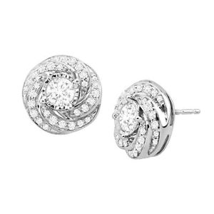 IGI Certified 1 ct Diamond Swirl Stud Earrings in 10K White Gold