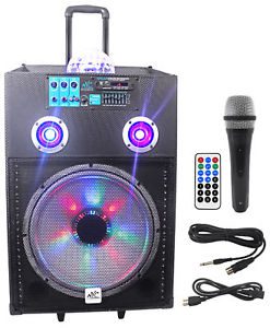 NYC Acoustics N15BR 15" 600w Rechargeable Powered Bluetooth Party Speaker w Mic