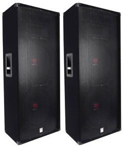 (2) Rockville RSG15.28 Dual 15” 3000 Watt 3-Way 8-Ohm Passive DJ / PA Speaker