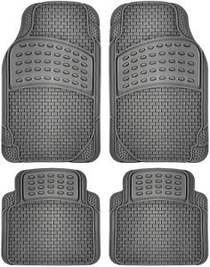 4pc Car Rubber Floor Mats All Weather Semi Custom Fit Heavy Duty Gray Universal