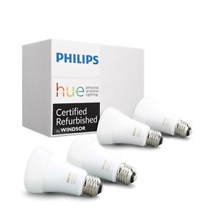 Philips Hue 3rd Gen White Ambiance A19 60W LED Smart 4 Bulb Kit