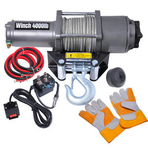 4000lb Electric Recovery Winch ATV Trailer Truck Towing 12V w/ Line Stopper