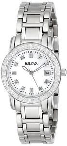 Bulova Women's 96R105 Quartz Diamond Accents Silver Tone 26mm Watch