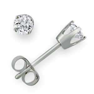 1/3ct Round REAL Diamond Stud Earrings set in 14K White Gold