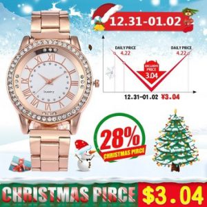 Vansvar Brand Rose Gold Watch Luxury Women Dress Rhinestone Quartz Watch Casual Women Stainless Steel Wristwatches Female Clock