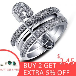 Wide Silver Finger Rings Set For Women With Pin Cubic Zircon Ring Pave Setting Female Party Accessory Angel Anillos Mujer Bague