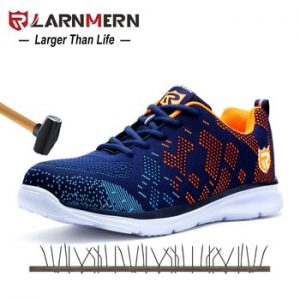 LARNMERN Lightweight Breathable Men Safety Shoes Steel Toe Work Shoes For Men Anti-smashing Construction Sneaker With Reflective