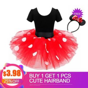 Fancy 1 Year Birthday Party Dress For Halloween Cosplay Minnie Mouse Dress Up Kid Costume Baby Girls Clothing For Kids 2 6T Wear