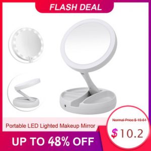 Portable LED Lighted Makeup Mirror Vanity Compact Make Up Pocket mirrors Vanity Cosmetic hand Mirror 10X Magnifying Glasses New