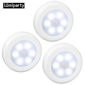 Lumiparty 3PCS LED Motion Sensor Night Dry Battery Powered LED Night Light Motion Lamp with White Light for Emergency