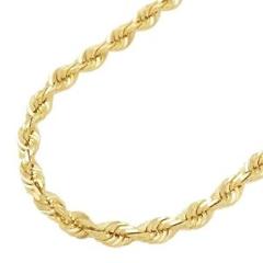 Genuine 14K Yellow Gold 16"-32" Rope Chain Pendant Necklace Men Women 1.5mm- 5mm