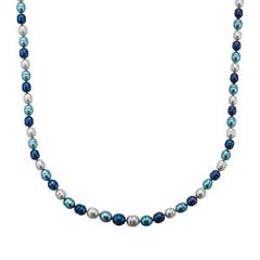 5-9 mm Blue Multi-Color Freshwater Pearl Necklace in Sterling Silver