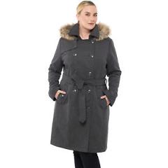 Alpine Swiss Women’s Parka Trench Pea Coat Belt Jacket Fur Hood Reg & Plus Sizes