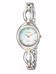 Citizen Eco-Drive Women's Silhouette Crystals Two-Tone 24mm Watch EX1434-55D