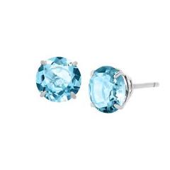 2 ct Natural Swiss Blue Topaz Round-Cut Stud Earrings in 10K White Gold