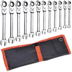 12 pc 8-19mm Metric Flexible Head Ratcheting Wrench Spanner Combo Tool Set