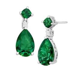 Drop Earrings with 11 ct Green Swarovski Zirconia in Sterling Silver