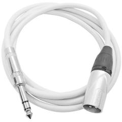 6 Foot XLR Male to 1/4 Inch TRS Patch Cable - Balanced White Audio Cord 6'