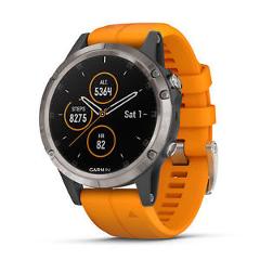 Garmin fenix 5 Plus 47mm Sapphire Multisport GPS Watch Titanium/Spark Orange