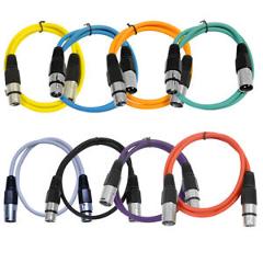Seismic Audio - 8 Pack of Colored 2 Foot XLR Patch Cables - 2' Mic Patch Cords