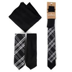 Three-Piece Men's Fashion Set - Two Skinny Ties and Pocket Square