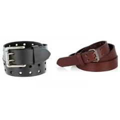 [2-Pack] Men's Double-Prong Leather Belts