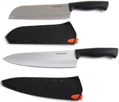 2-Piece Stainless Steel Santoku Damascus Chef Kitchen Knife Set Knives