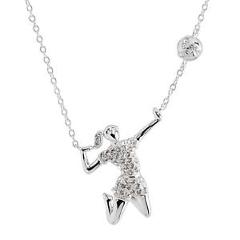 Crystaluxe Volleyball Player Necklace with Swarovski Crystals in Sterling Silver