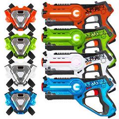 BCP Set of 4 Interactive Laser Tag Blaster Toys w/ Vests