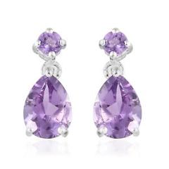 Sterling Silver Pear Amethyst Dangle Drop Earrings Jewelry for Women Jewelry