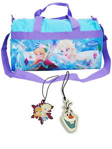 Disney's Frozen Sisters Duffel Bag 18" Blue & 2 Luggage Tags Anna Elsa Olaf