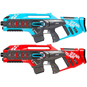 BCP Set of 2 Kids Infrared Blaster Laser Tag Toy Guns w/ Life Tracker - Red/Blue