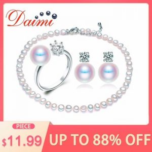 PRESALE DAIMI Trendy Pearl Jewelry Sets Cultured Pearl Necklace Ring and Earrings Sets Pearl Jewelry for Woman
