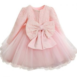 Cute Baby Dresses for Girls Birthday Bebes Long sleeves Princess Dress For Girl Baptism Gown Girls 1 Year Vestido Infantil 12M