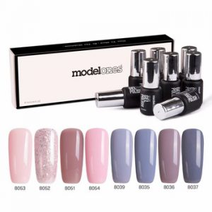 Modelones 8Pcs/Lot DIY Nail Gel Polish French Style UV Gel Nail Polish Set Soak Off Grey Series Nail Varnish Nude Color Gel