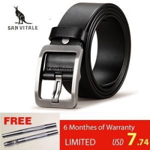 SAN VITALE 100% Cowhide Genuine Leather Belts for Men Brand Strap Male Pin Buckle Fancy Vintage Cowboy Jeans Cintos Freeshipping