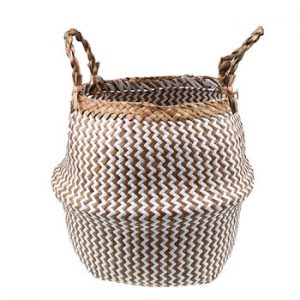 S/M/L Seagrass Wickerwork Basket Rattan Folding Hanging Flower Pot Planter Woven Dirty Laundry Hamper Storage Basket Home Decor