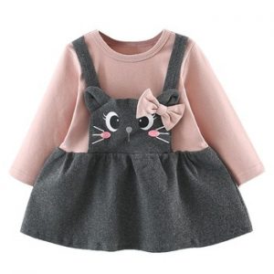 Baby Girl Winter Clothes Cotton Cat Bowknot Baby Dresses Autumn Cute Newborn Infant Toddler Clothing Bebes Costume Christmas