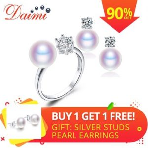 DAIMI Natural Purple Pink White Black Pearl Earrings Ring Sets