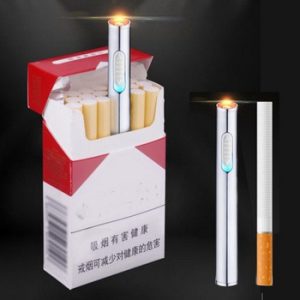 1PC Creative cigarette lighter metal shape long cigarette lighter USB charging cylindrical carry