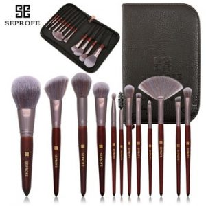 SEPROFE Makeup Brushes Set Powder Foundation Eyeshadow Make Up Brushes Cosmetics Soft Synthetic Hair With a fancy makeup bag