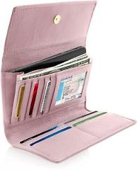 Leather Trifold Wallet For Women With Removable Checkbook Holder RFID Blocking