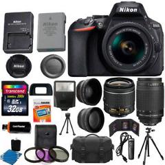 Nikon D5600 Black DSLR Camera w/ 18-55mm VR + 70-300mm + 32GB Top Value Bundle