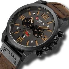 CURREN 8314 Mens Watches Top Brand Luxury Chronograph Fashion Male Clock Genuine Leather Waterproof Sport Military Wristwatch