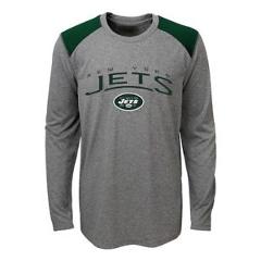 New York Jets NFL Youth Grey "Half Moon" Long Sleeve Performance T-Shirt (S-XL)