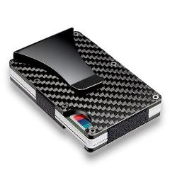 2019 New Men Card Holder Slim Carbon Fiber Credit Card Holder Metal Wallet  Anti Scan Function Hold Card Coins Cash